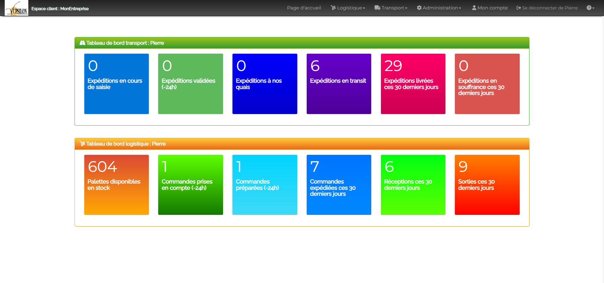 Tableau de bord client
